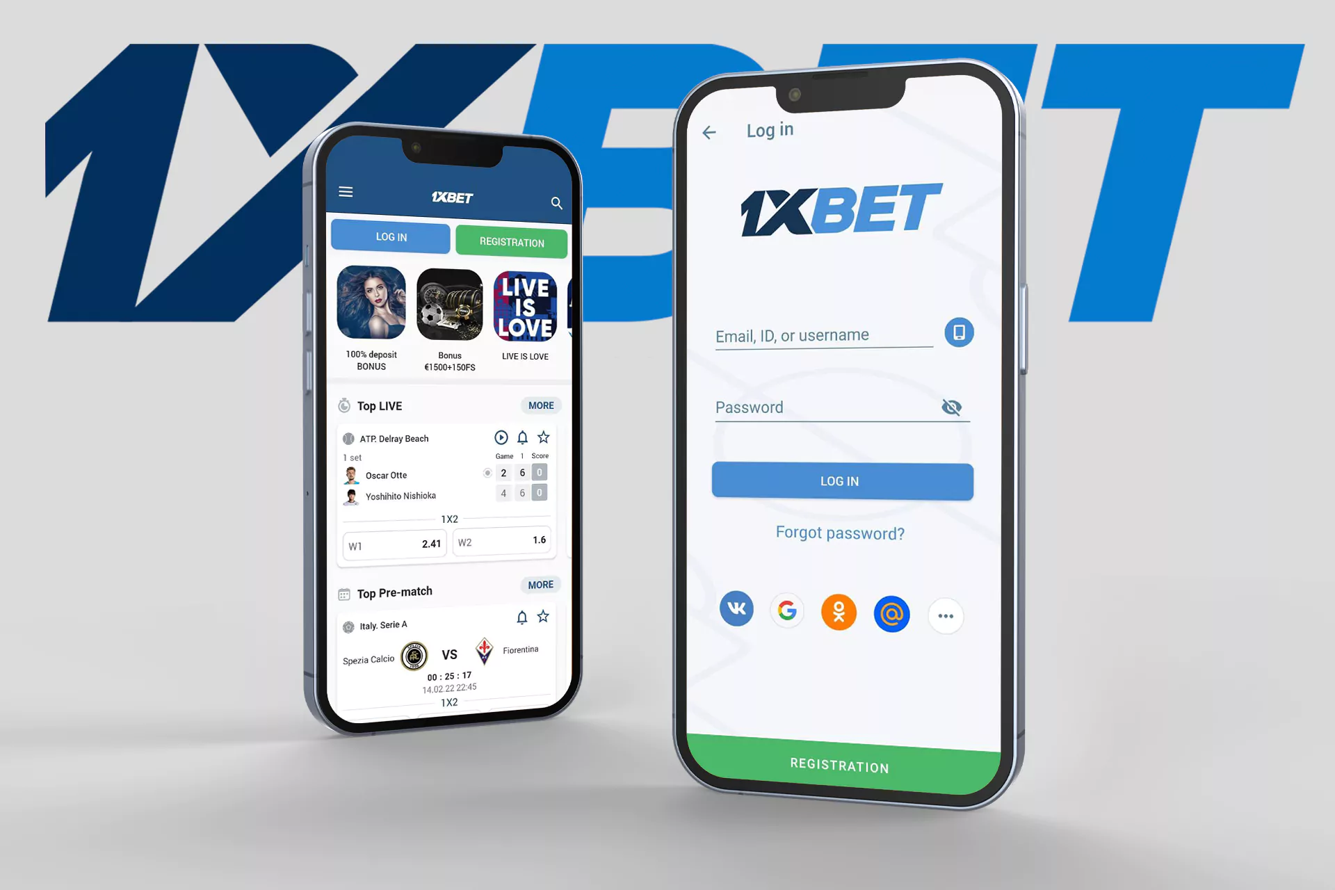 The mobile version of the 1xbet website